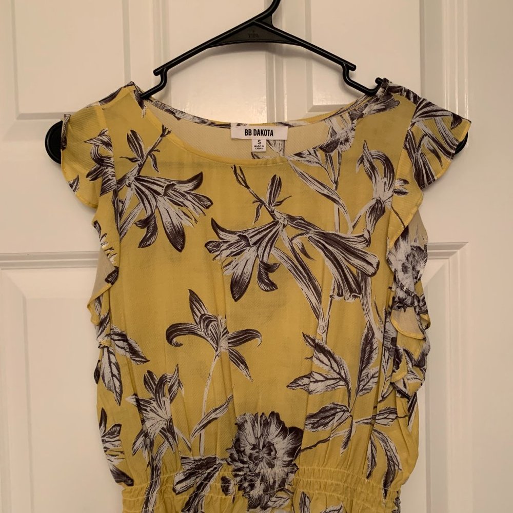 BB Dakota cropped floral top with ruffles sleeves